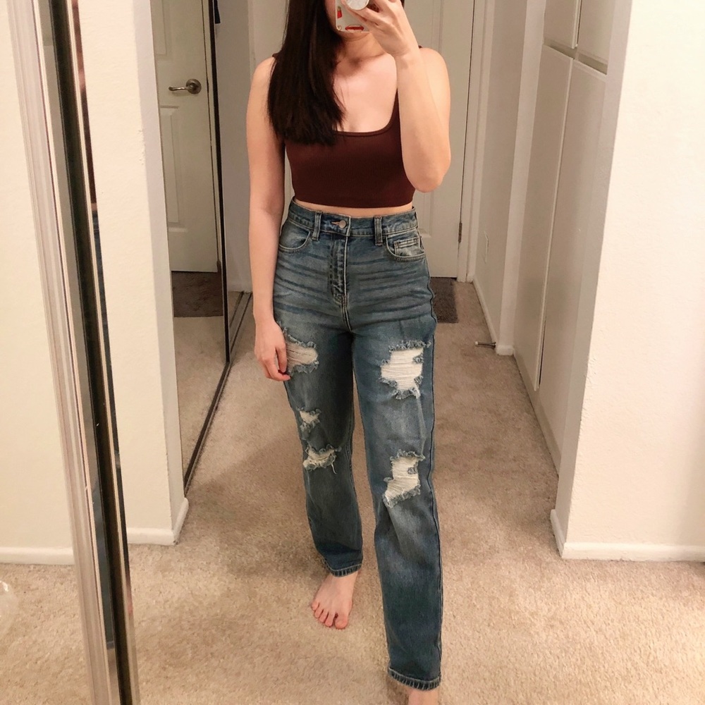 Distressed ripped jeans (Medium blue wash)